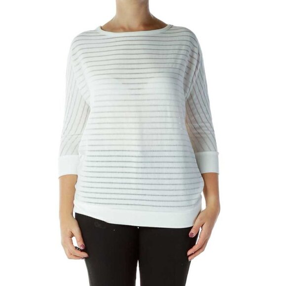 Jones New York Tops - Jones New York White Stripe Textured Top